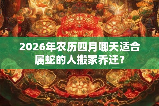 2026年农历四月哪天适合属蛇的人搬家乔迁？