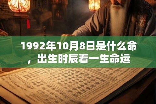 1992年10月8日是什么命，出生时辰看一生命运
