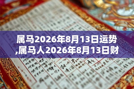 属马2026年8月13日运势,属马人2026年8月13日财运,生肖马2026年8月13日运势