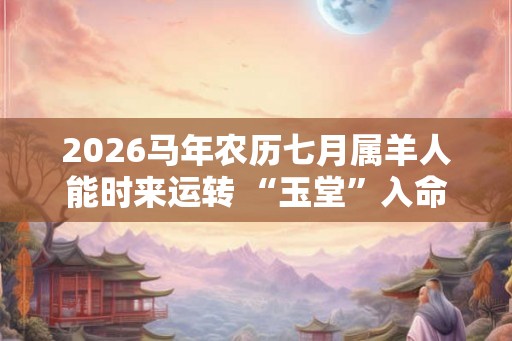 2026马年农历七月属羊人能时来运转 “玉堂”入命业绩有所提升