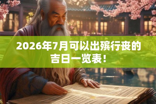 2026年7月可以出殡行丧的吉日一览表！