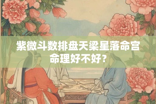 紫微斗数排盘天梁星落命宫命理好不好？