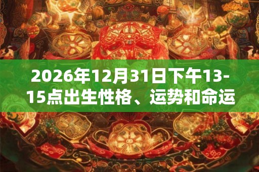 2026年12月31日下午13-15点出生性格、运势和命运