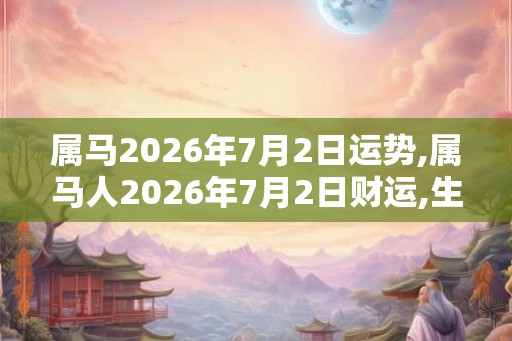 属马2026年7月2日运势,属马人2026年7月2日财运,生肖马2026年7月2日运势