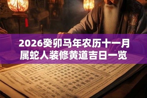 2026癸卯马年农历十一月属蛇人装修黄道吉日一览