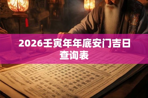 2026壬寅年年底安门吉日查询表