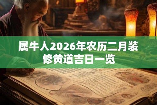 属牛人2026年农历二月装修黄道吉日一览