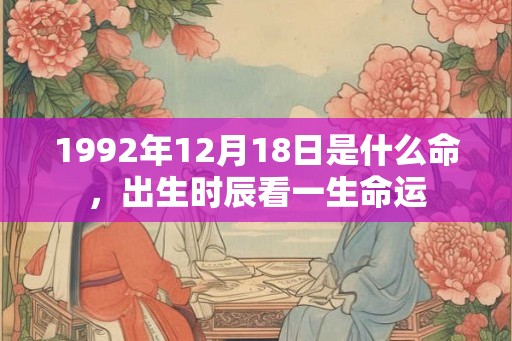 1992年12月18日是什么命，出生时辰看一生命运