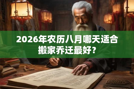 2026年农历八月哪天适合搬家乔迁最好? 2026年农历八月哪天适合搬家乔迁最好?