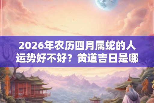 2026年农历四月属蛇的人运势好不好？黄道吉日是哪一天？
