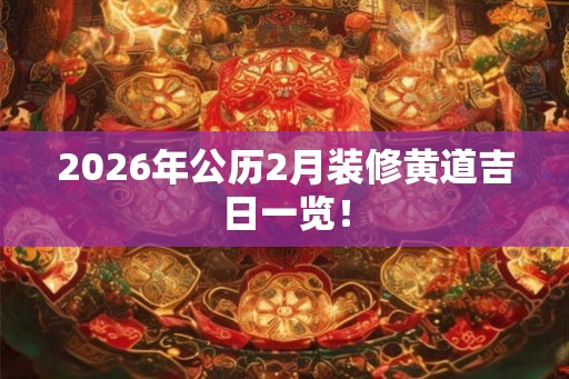 2026年公历2月装修黄道吉日一览！