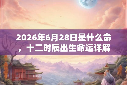 2026年6月28日是什么命，十二时辰出生命运详解
