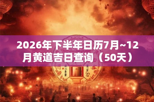 2026年下半年日历7月~12月黄道吉日查询（50天）