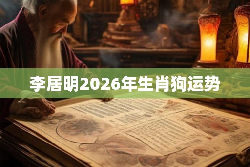 李居明2026年生肖狗运势 李居明2026年生肖狗运势