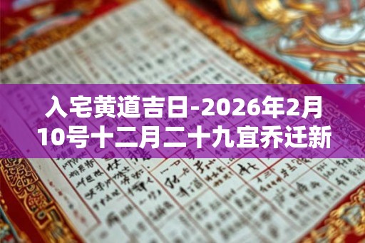 入宅黄道吉日-2026年2月10号十二月二十九宜乔迁新居吗