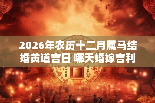 2026年农历十二月属马结婚黄道吉日 哪天婚嫁吉利