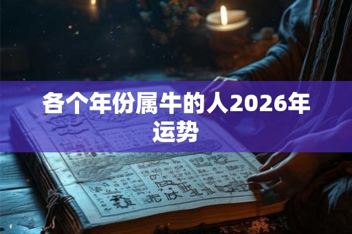 各个年份属牛的人2026年运势