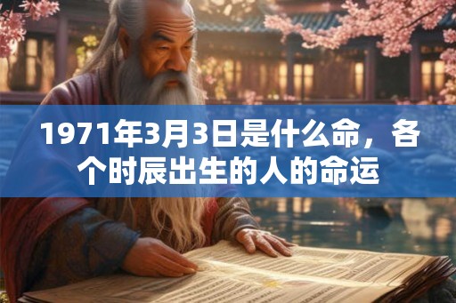 1971年3月3日是什么命，各个时辰出生的人的命运