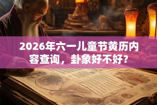 2026年六一儿童节黄历内容查询，卦象好不好？