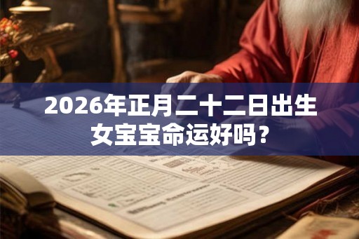 2026年正月二十二日出生女宝宝命运好吗？