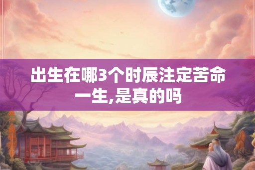 出生在哪3个时辰注定苦命一生,是真的吗