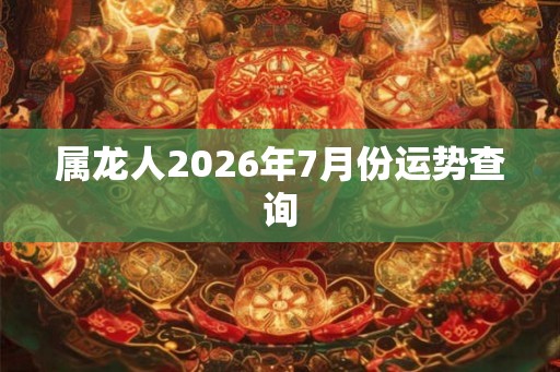 属龙人2026年7月份运势查询