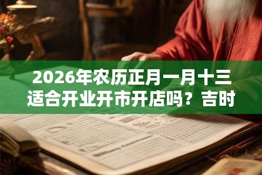 2026年农历正月一月十三适合开业开市开店吗？吉时分析！