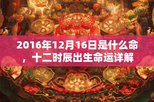 2016年12月16日是什么命，十二时辰出生命运详解