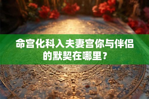 命宫化科入夫妻宫你与伴侣的默契在哪里？