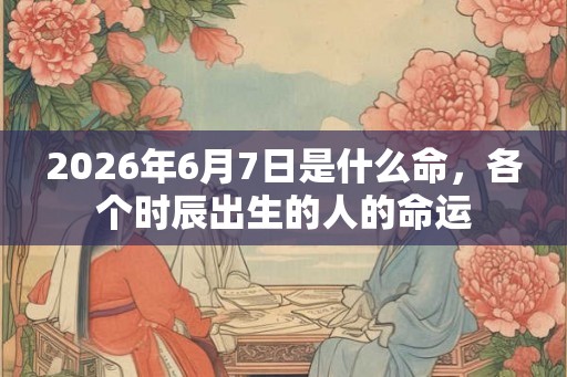 2026年6月7日是什么命，各个时辰出生的人的命运
