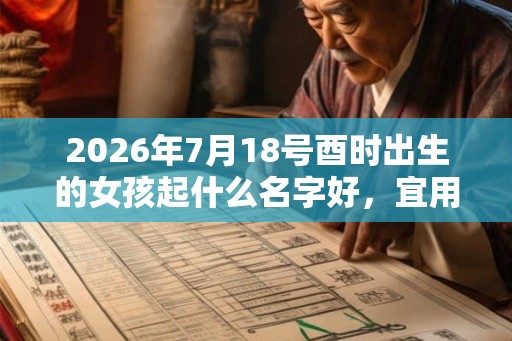 2026年7月18号酉时出生的女孩起什么名字好，宜用什么字。