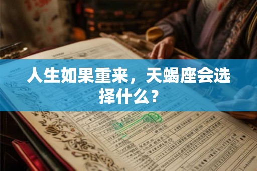 人生如果重来，天蝎座会选择什么？
