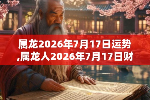 属龙2026年7月17日运势,属龙人2026年7月17日财运,生肖龙2026年7月17日运势