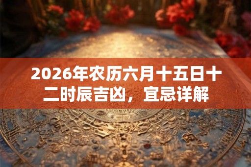 2026年农历六月十五日十二时辰吉凶，宜忌详解