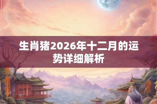 生肖猪2026年十二月的运势详细解析 生肖猪2026年十二月的运势详细解析