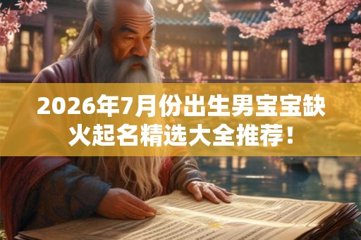 2026年7月份出生男宝宝缺火起名精选大全推荐！