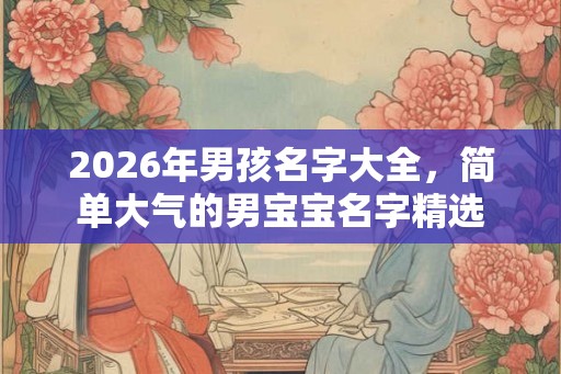 2026年男孩名字大全，简单大气的男宝宝名字精选