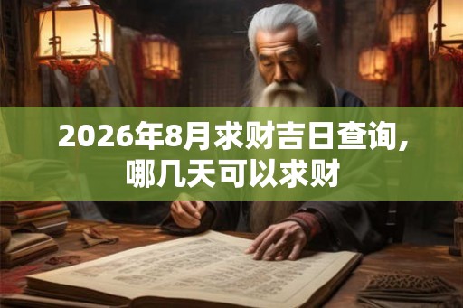 2026年8月求财吉日查询,哪几天可以求财