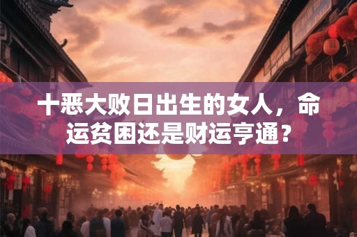 十恶大败日出生的女人，命运贫困还是财运亨通？