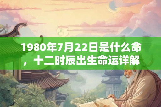 1980年7月22日是什么命，十二时辰出生命运详解
