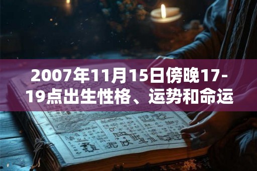 2007年11月15日傍晚17-19点出生性格、运势和命运