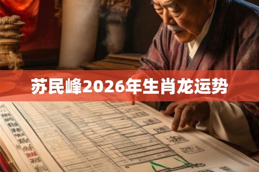 苏民峰2026年生肖龙运势