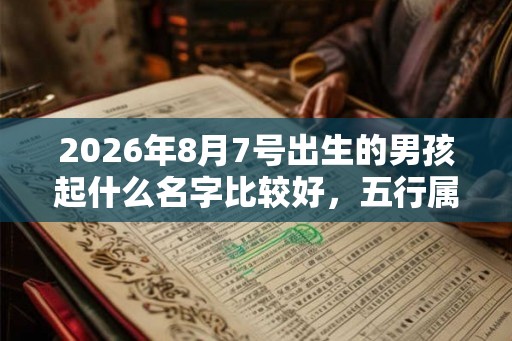 2026年8月7号出生的男孩起什么名字比较好，五行属什么