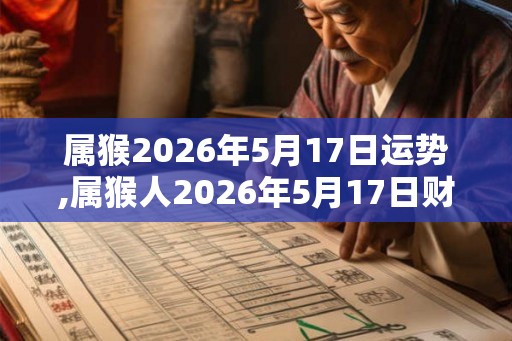 属猴2026年5月17日运势,属猴人2026年5月17日财运,生肖猴2026年5月17日运势