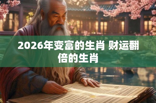 2026年变富的生肖 财运翻倍的生肖