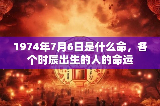 1974年7月6日是什么命，各个时辰出生的人的命运