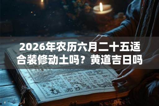 2026年农历六月二十五适合装修动土吗？黄道吉日吗？