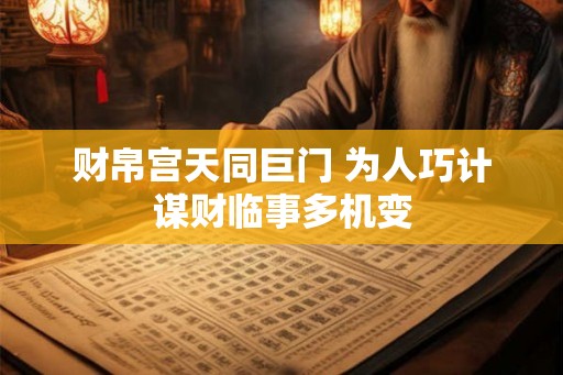财帛宫天同巨门 为人巧计谋财临事多机变