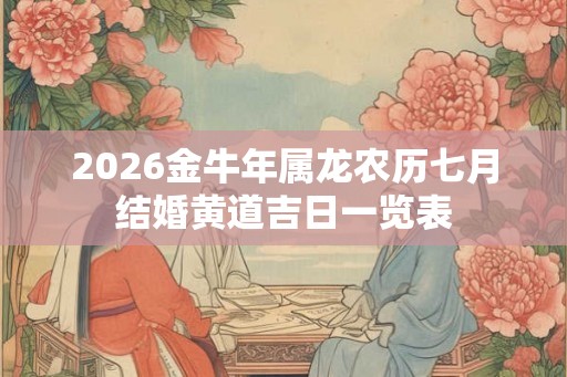 2026金牛年属龙农历七月结婚黄道吉日一览表