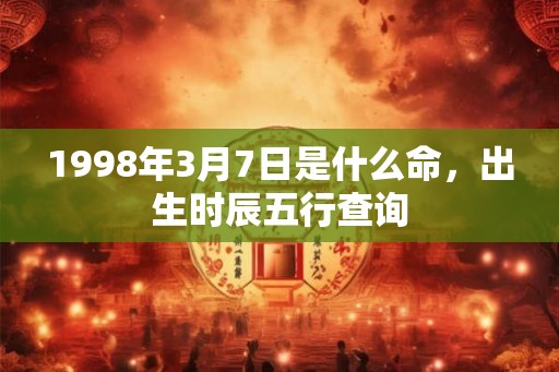 1998年3月7日是什么命，出生时辰五行查询